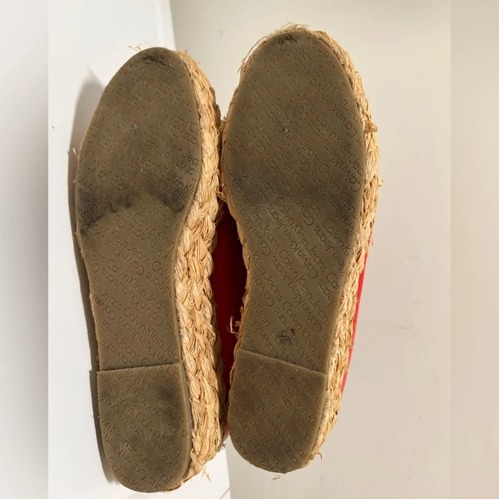 Calvin Klein Keri Espadrille Platform Shoe Red Size 7.5
